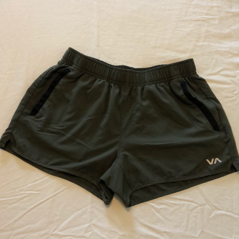 RVCA olive green running shorts